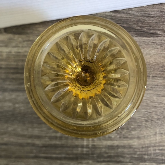 Vtg Quilted Amber Glass Goblet - Picture 12 of 15